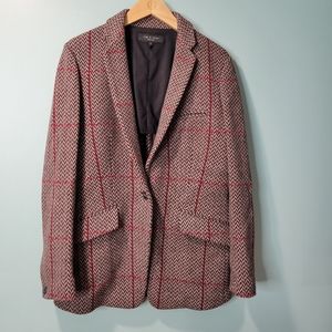 Rag & Bone Margot Plaid Tailored Chevron Wool Blend Blazer Size 6